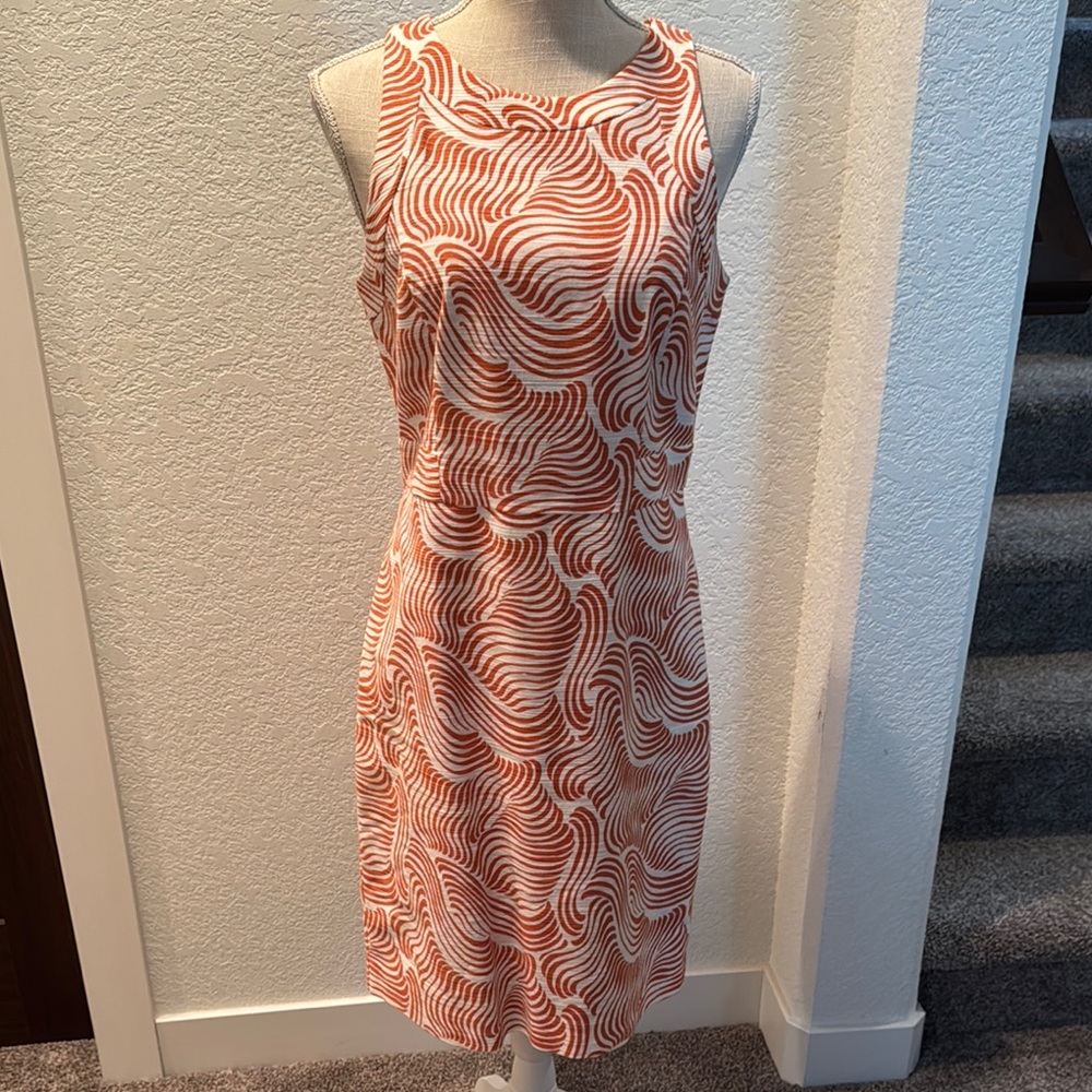Orange/white sleeves linen dress